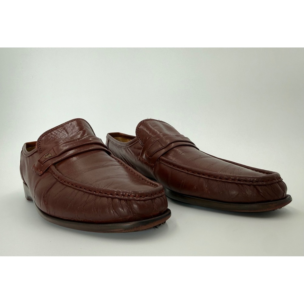 French Shriner Mens‎ Leather Loafers Size 8 M Burgundy Slip On Dress Shoes 41320